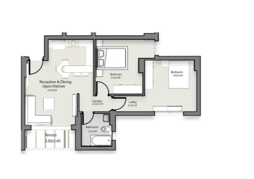 Floor plan for apartment at The Median Residences
