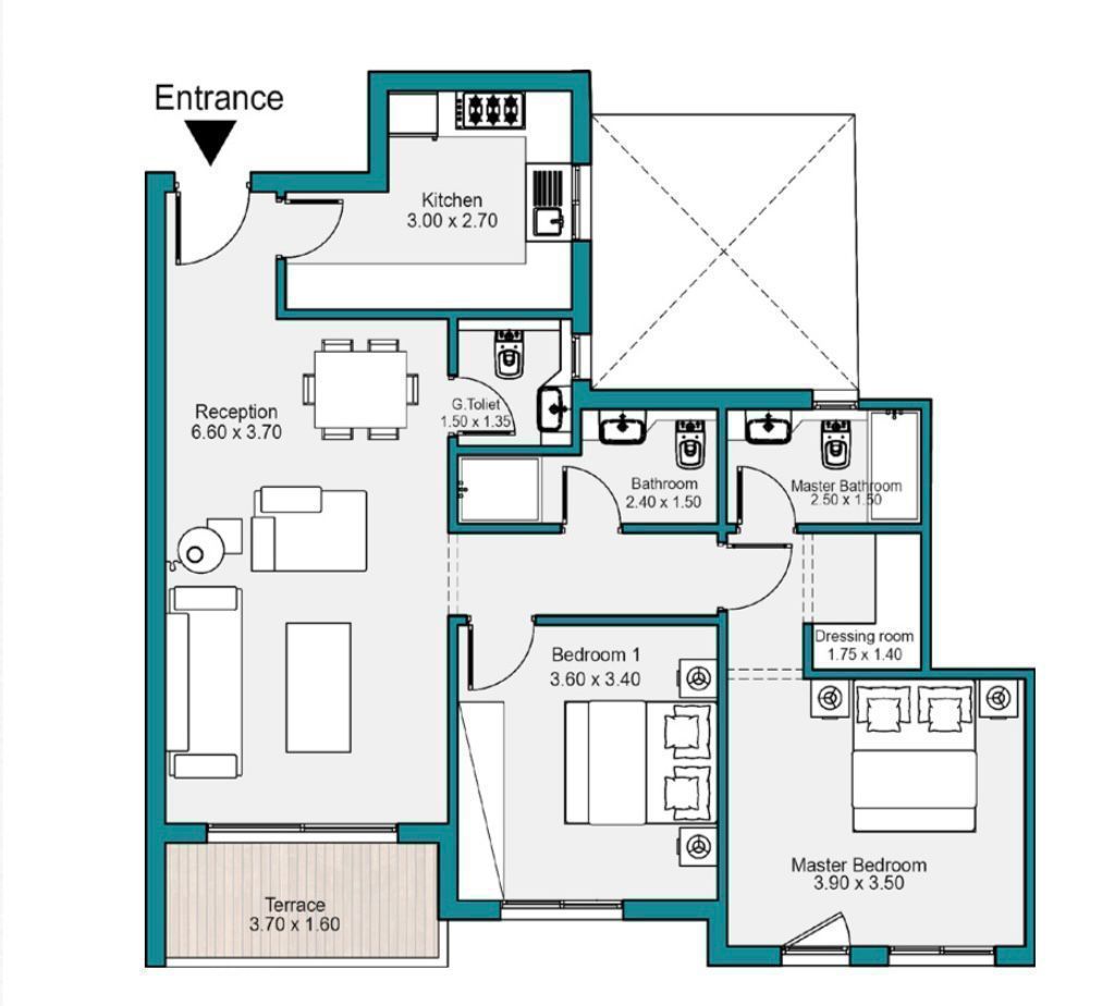 Floor plan for apartment at Bloomfields