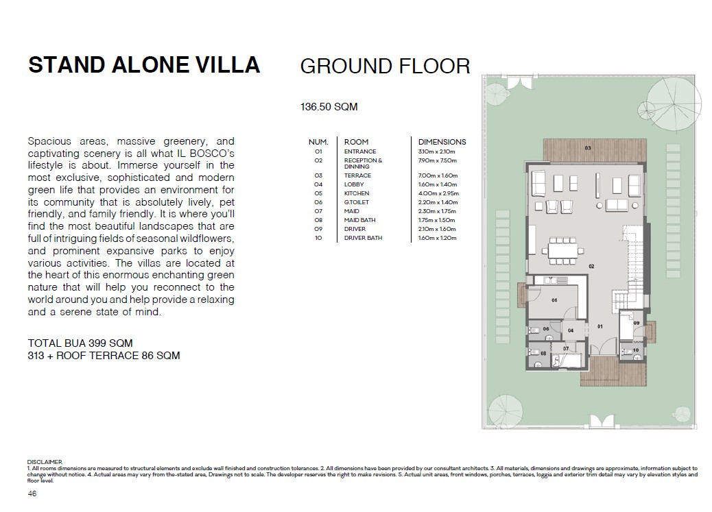Floor plan for villa at Il Bosco New Capital