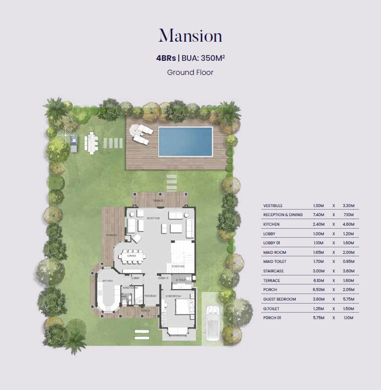 Floor plan for villa at Aliva Mountain View Mostakbal City