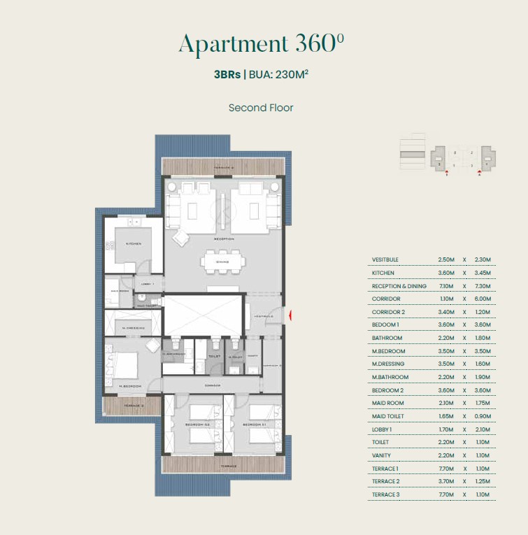 Floor plan for apartment at Aliva Mountain View Mostakbal City