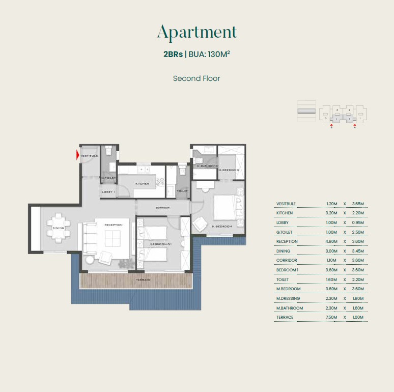 Floor plan for apartment at Aliva Mountain View Mostakbal City