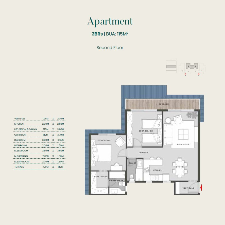 Floor plan for apartment at Aliva Mountain View Mostakbal City