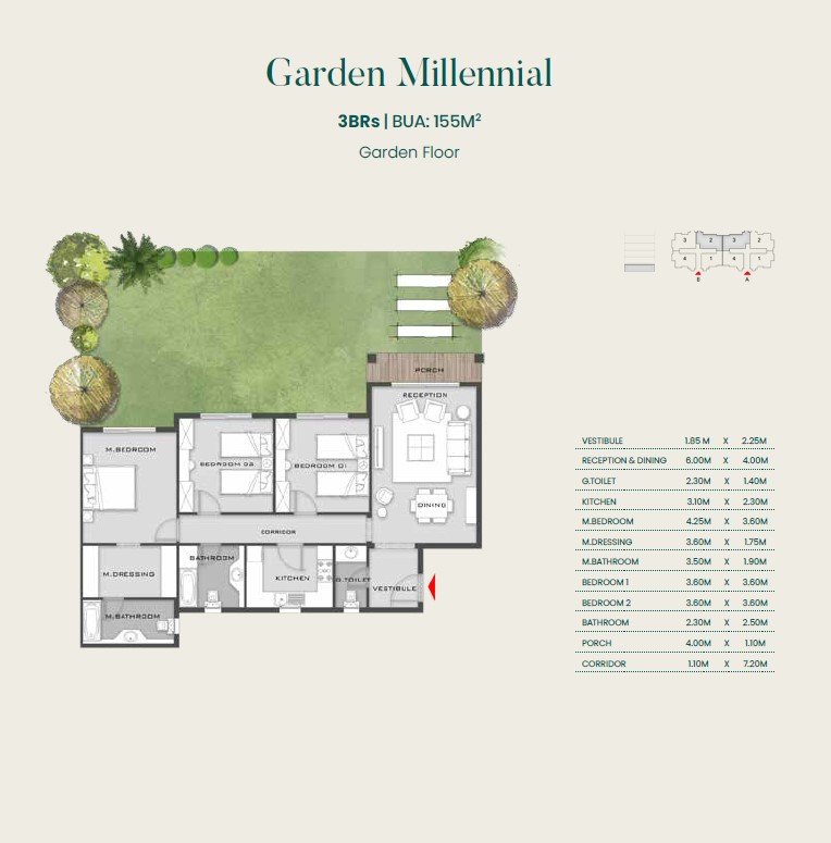 Floor plan for apartment at Aliva Mountain View Mostakbal City
