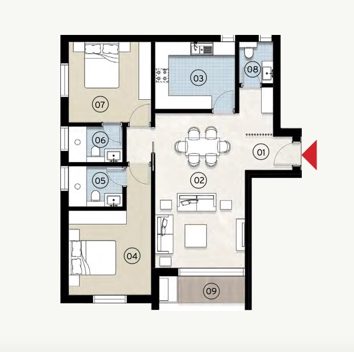 Floor plan for apartment at ZED East