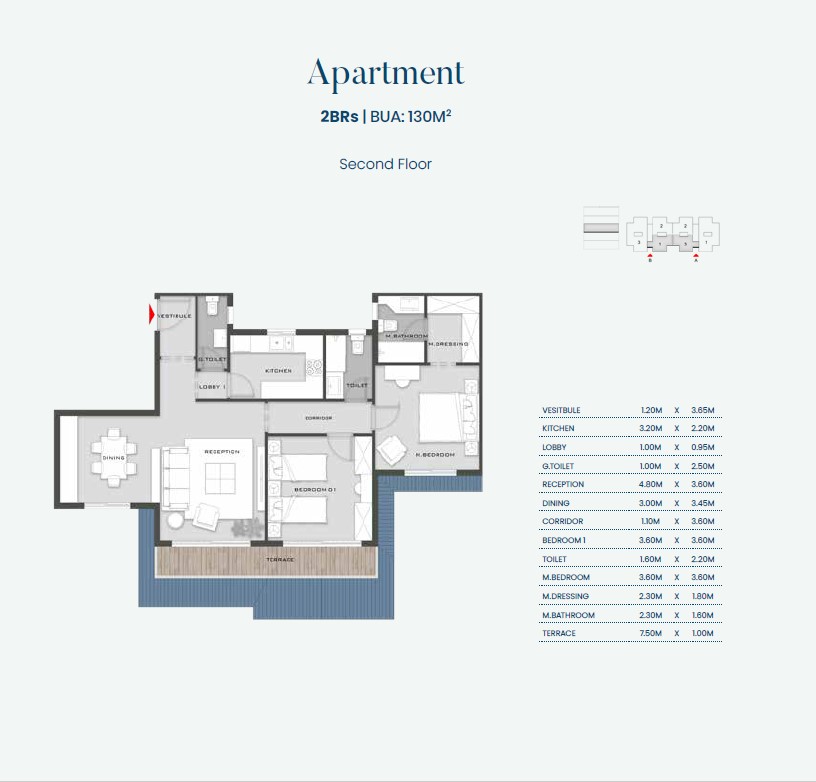 Floor plan for apartment at Aliva Mountain View Mostakbal City