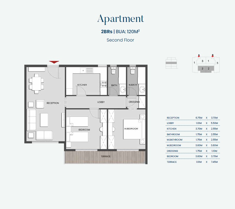 Floor plan for apartment at Aliva Mountain View Mostakbal City