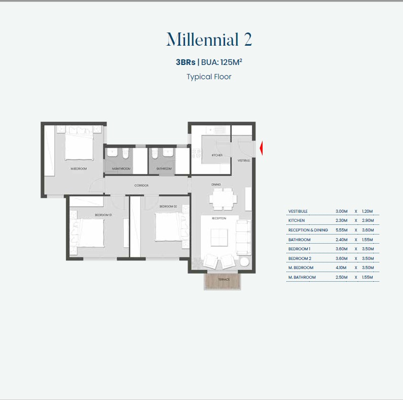 Floor plan for apartment at Aliva Mountain View Mostakbal City