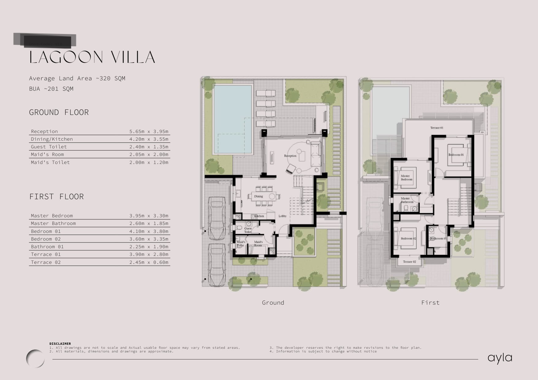 Floor plan for villa at Jefaira
