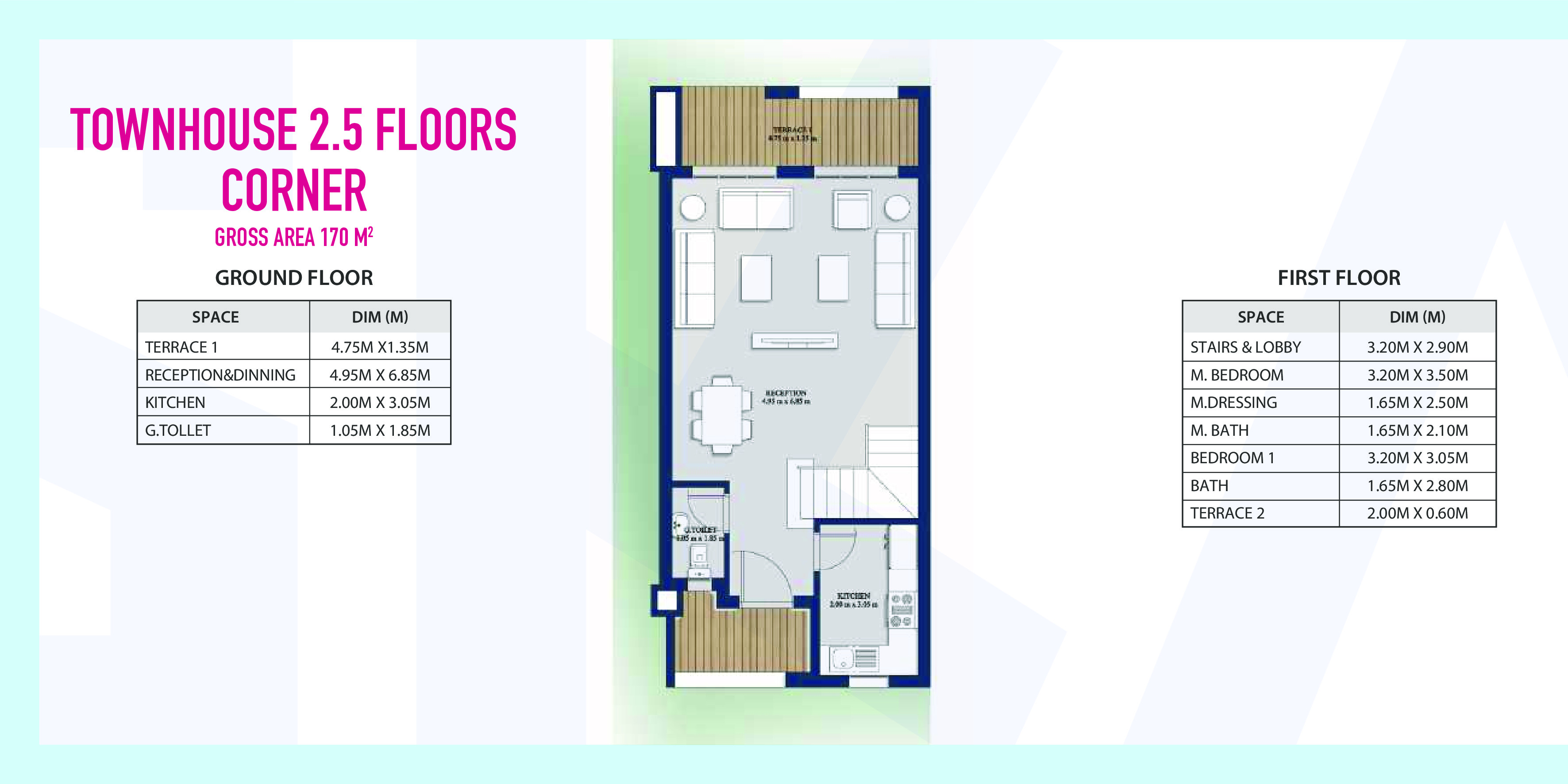 Floor plan for townhouse at Mountain View Ras El Hekma