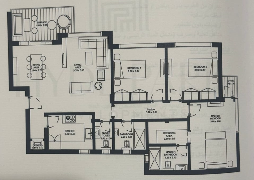 Floor plan for apartment at Hyde Park