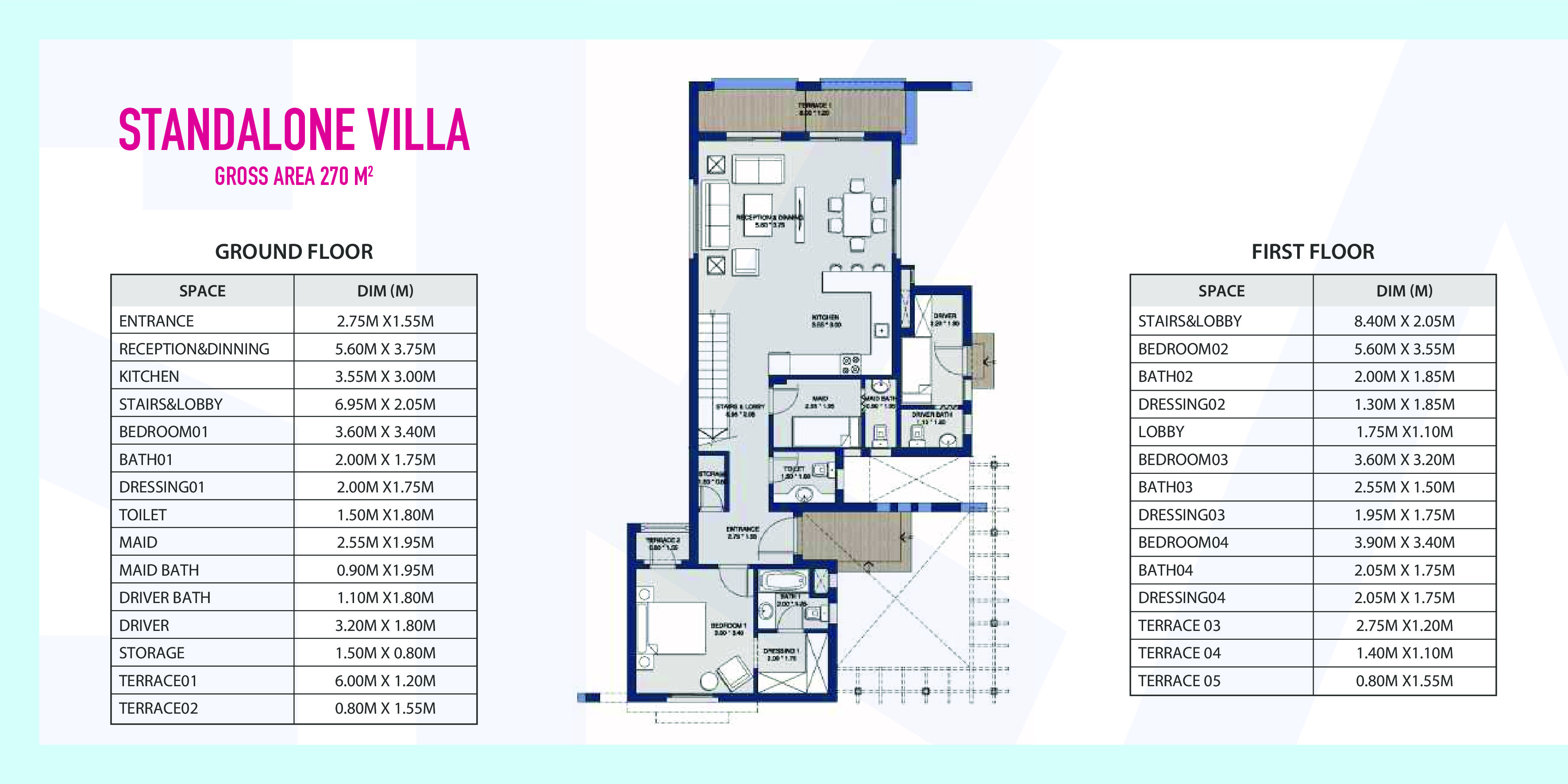 Floor plan for villa at Mountain View Ras El Hekma