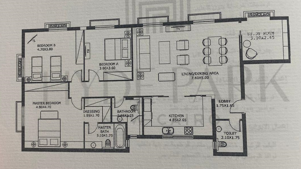 Floor plan for apartment at Hyde Park