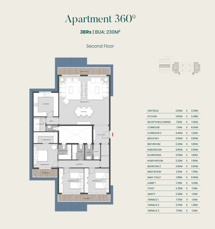 Floor plan for apartment at Aliva Mountain View Mostakbal City