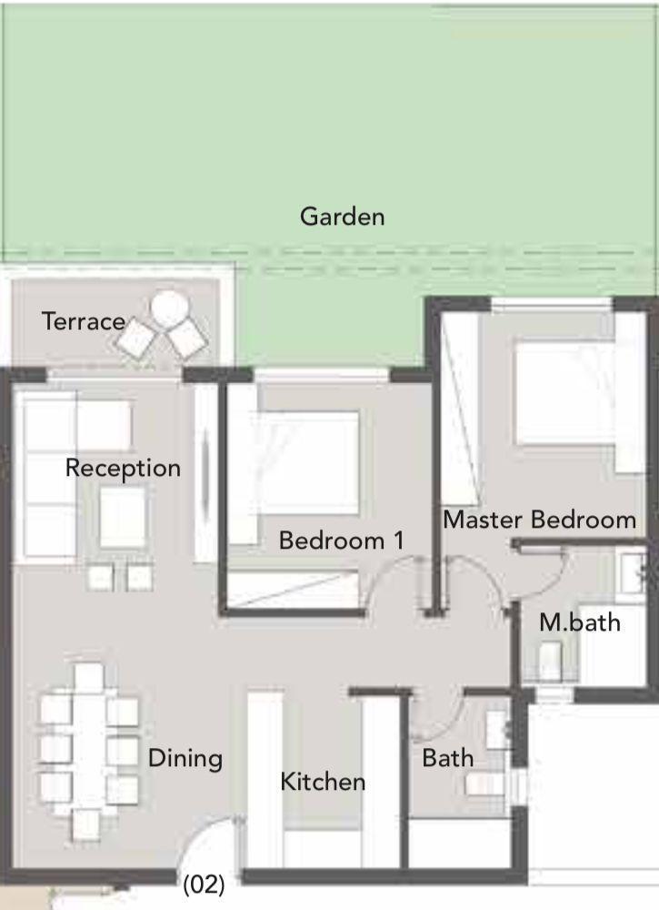 Floor plan for chalet at Palm Hills New Alamein