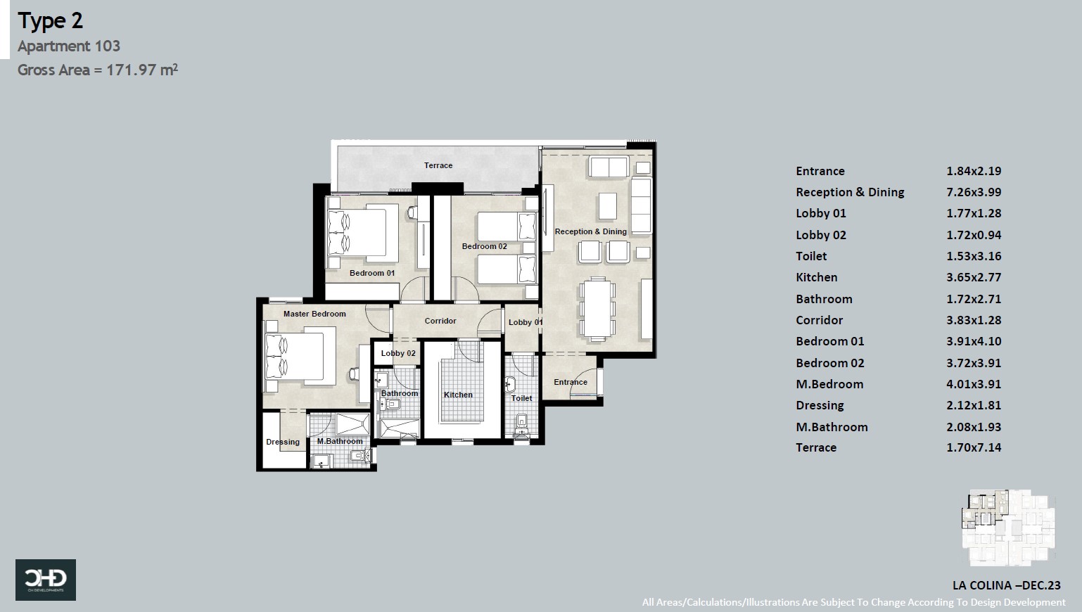 Floor plan for apartment at La Colina