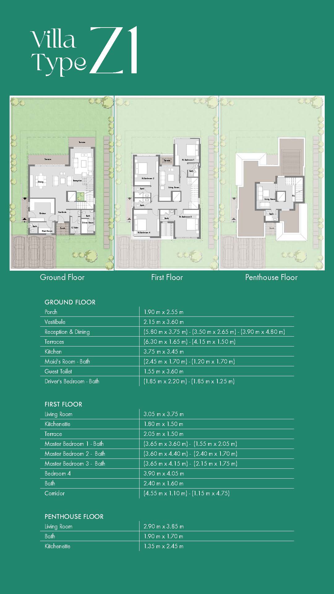 Floor plan for villa at Badya