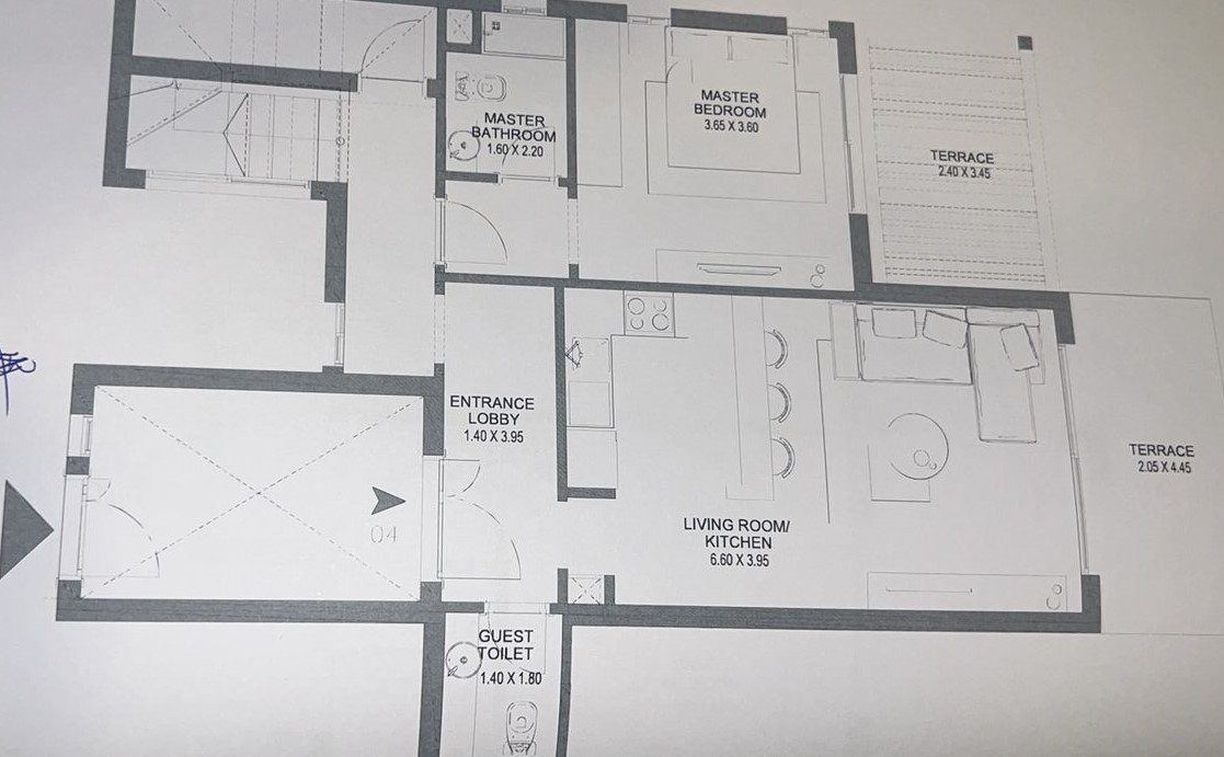 Floor plan for duplex at Town Walk