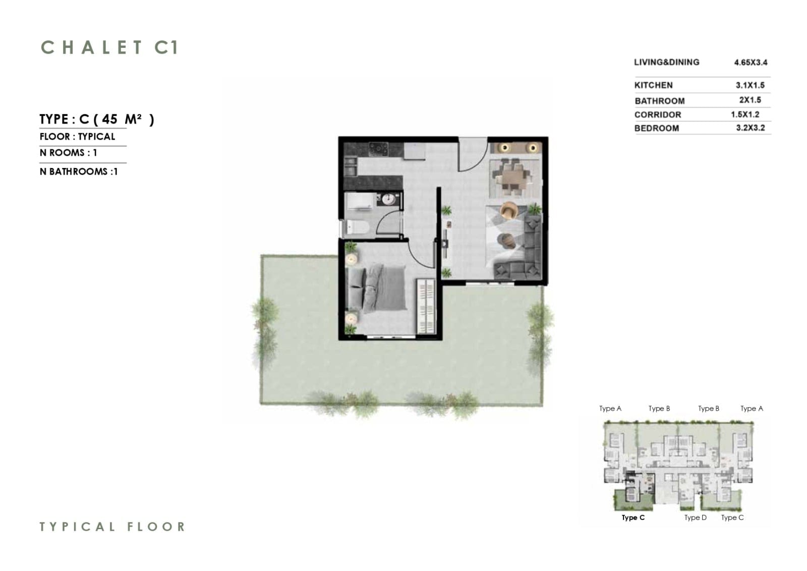 Floor plan for chalet at Zahra Morshedy Group