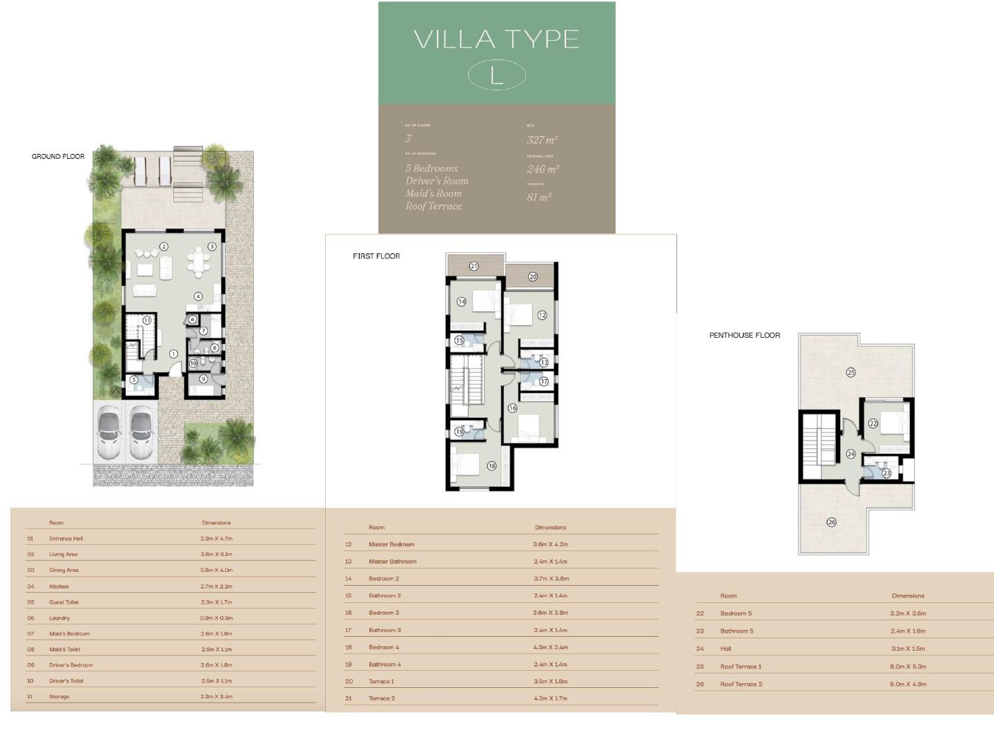 Floor plan for villa at Silversands