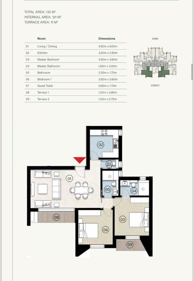 Floor plan for apartment at ZED East