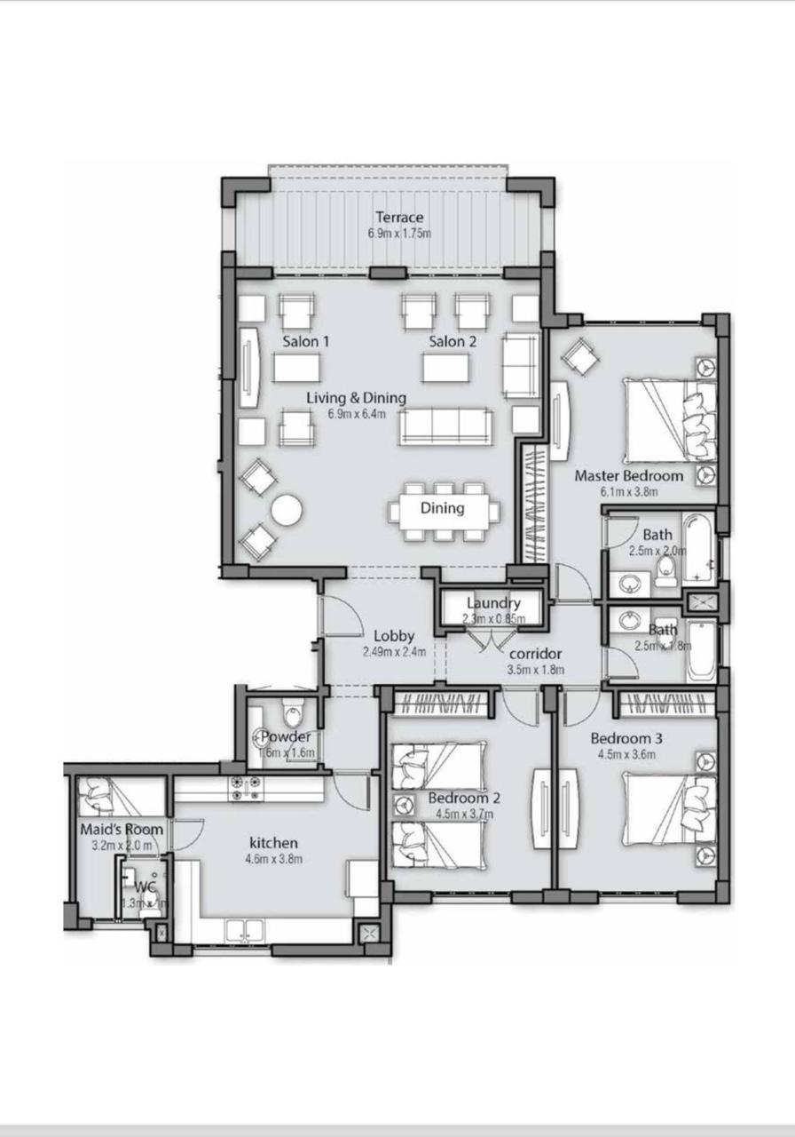 Floor plan for apartment at Uptown Cairo