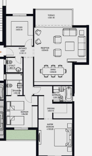 Floor plan for apartment at O West Orascom