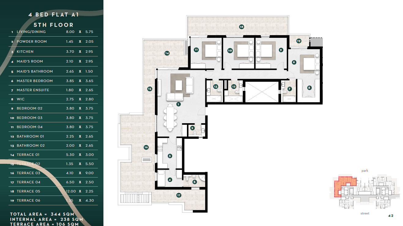 Floor plan for penthouse at Solana East