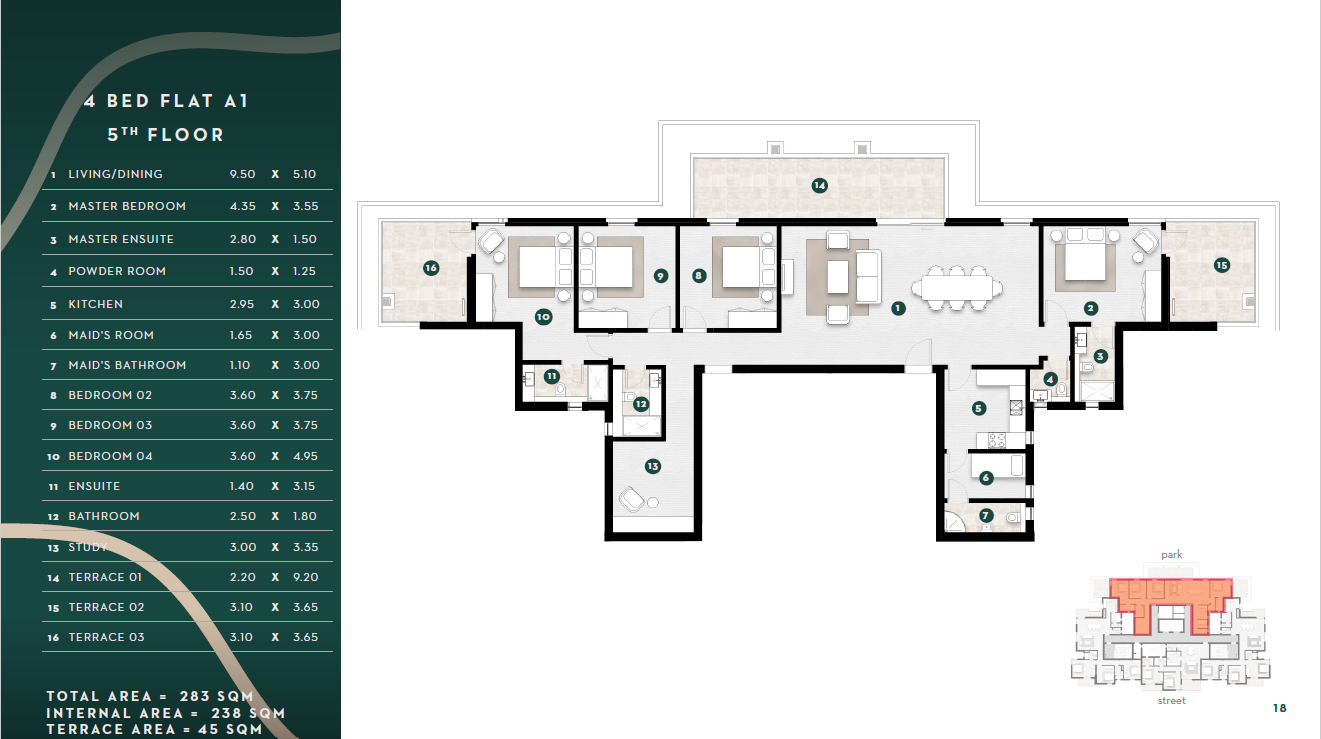 Floor plan for apartment at Solana East