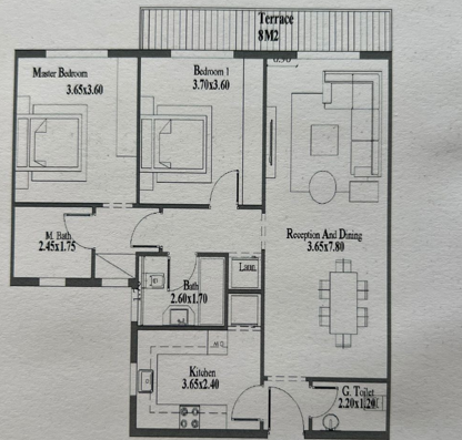 Floor plan for apartment at Jazebeya