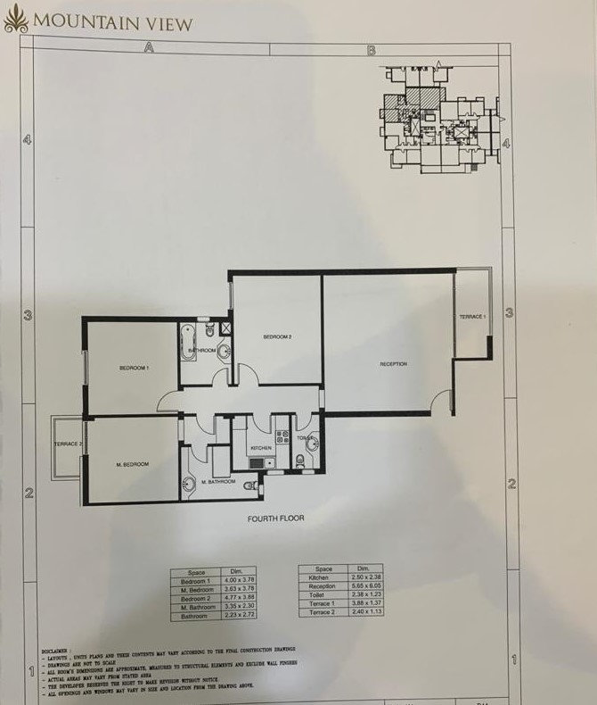 Floor plan for apartment at Mountain View ICity New Cairo