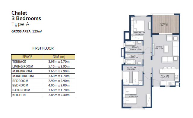 Floor plan for chalet at Evia Mountain View