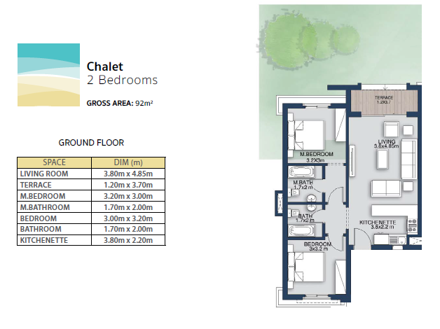 Floor plan for chalet at Evia Mountain View