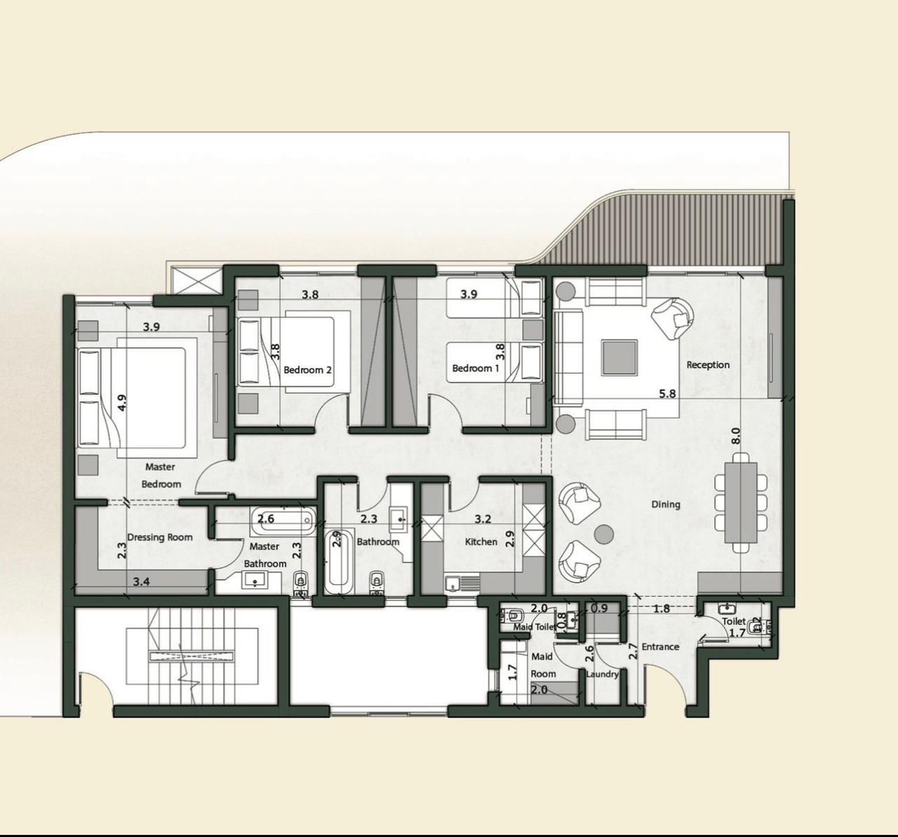 Floor plan for apartment at Bloomfields