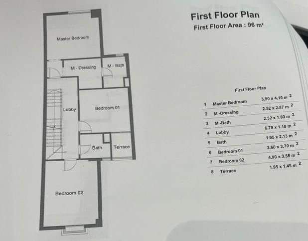 Floor plan for townhouse at Telal East