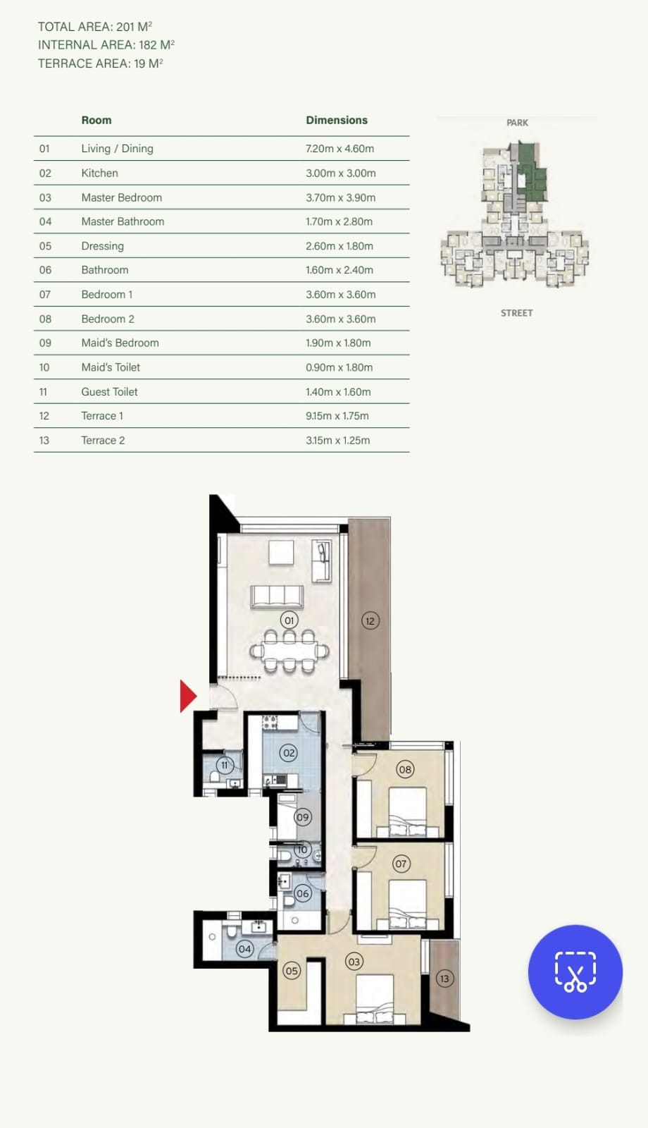 Floor plan for apartment at ZED East