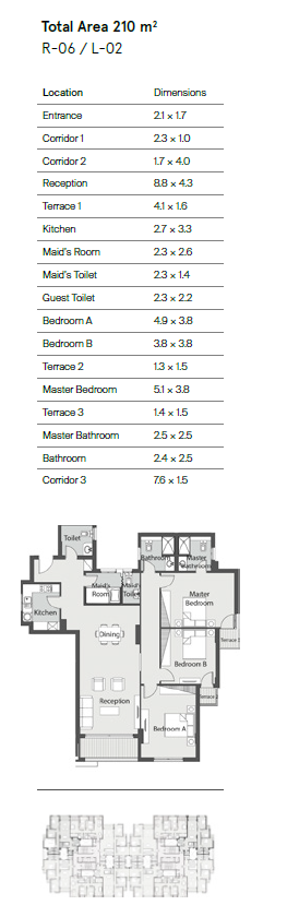 Floor plan for apartment at Castle Landmark
