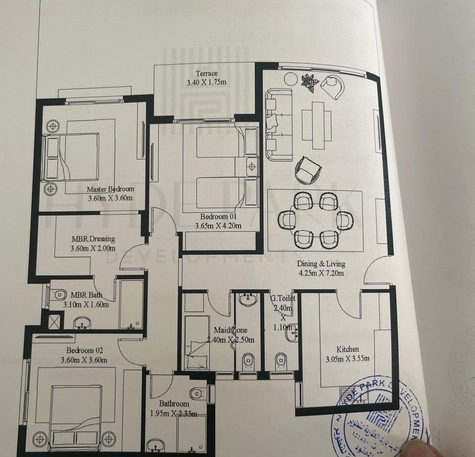 Floor plan for apartment at Hyde Park
