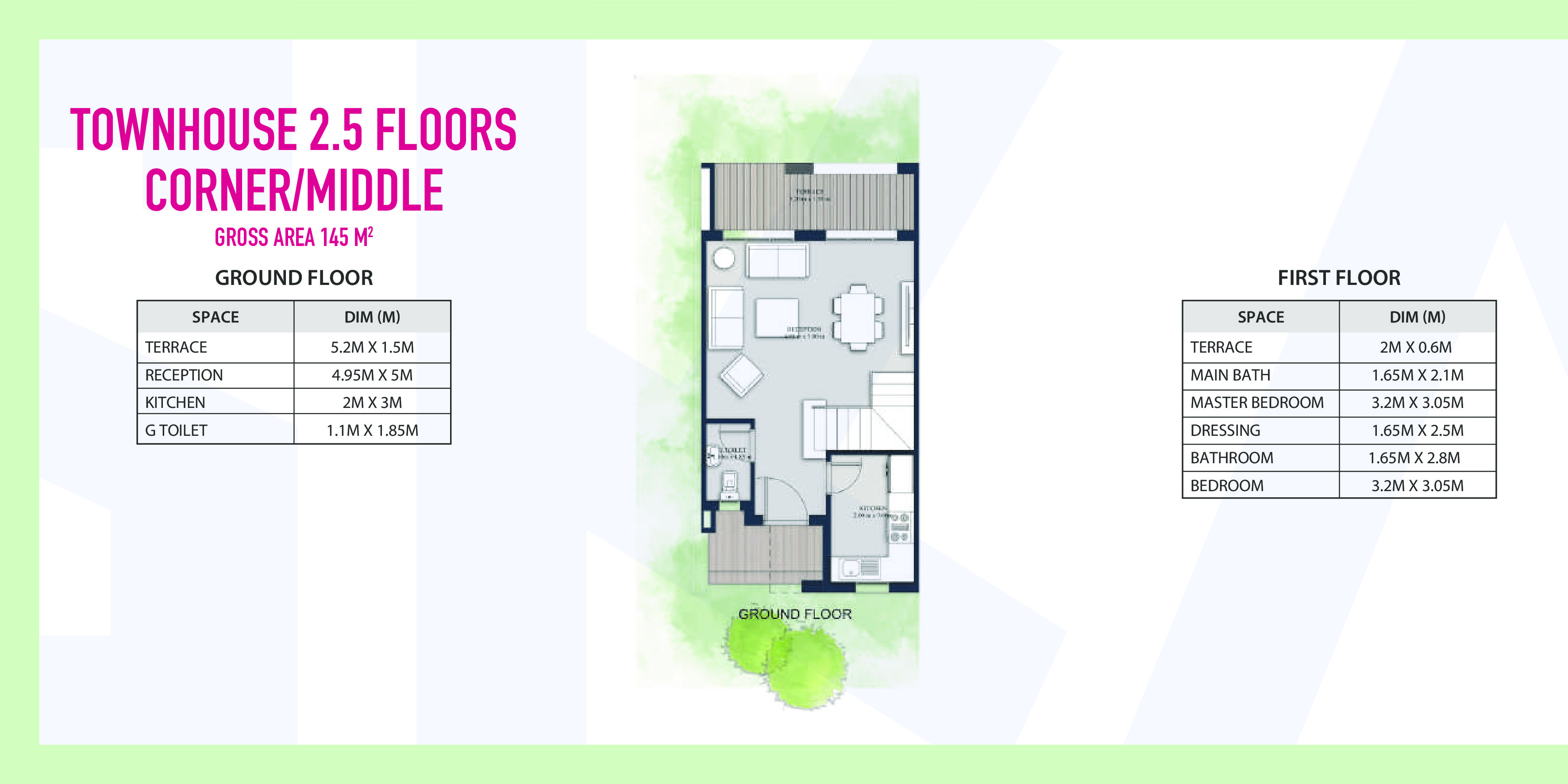 Floor plan for townhouse at Mountain View Ras El Hekma