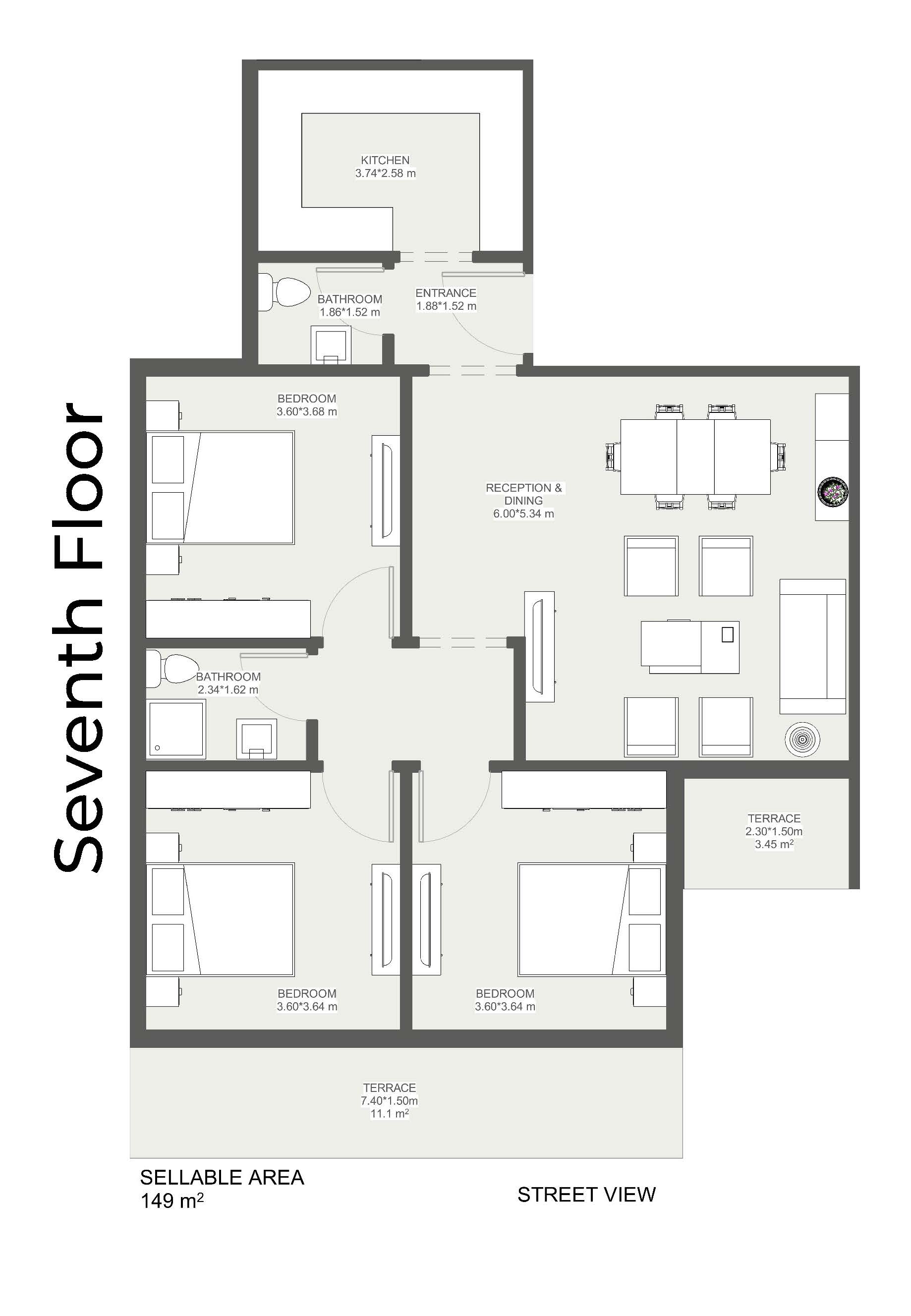 Floor plan for penthouse at Lumia Residence- New Capital
