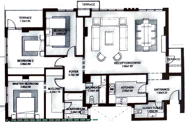 Floor plan for apartment at Villette