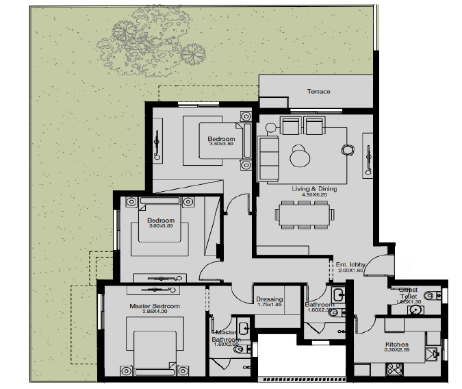Floor plan for apartment at O West Orascom