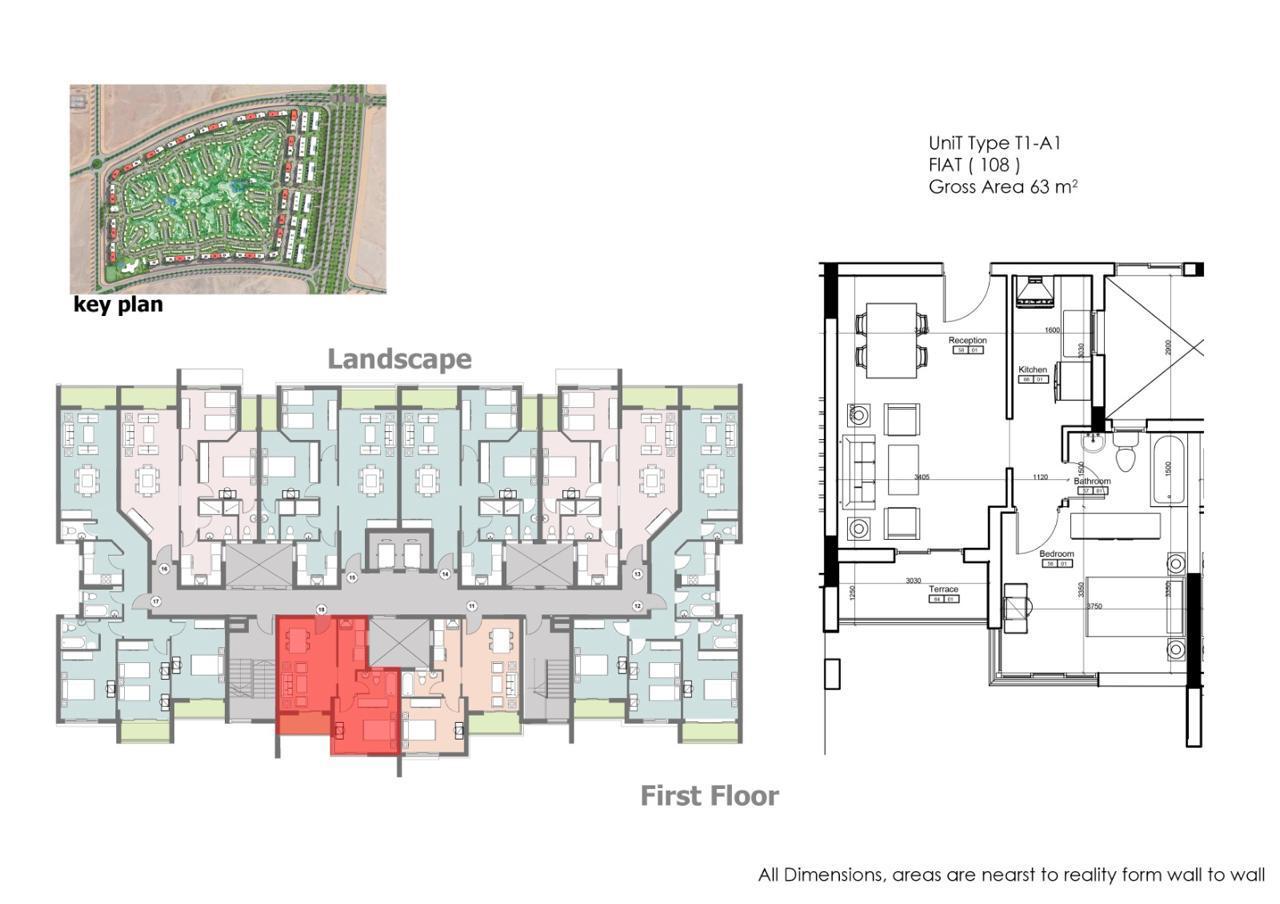 Floor plan for studio at Nyoum Mostaqbal City