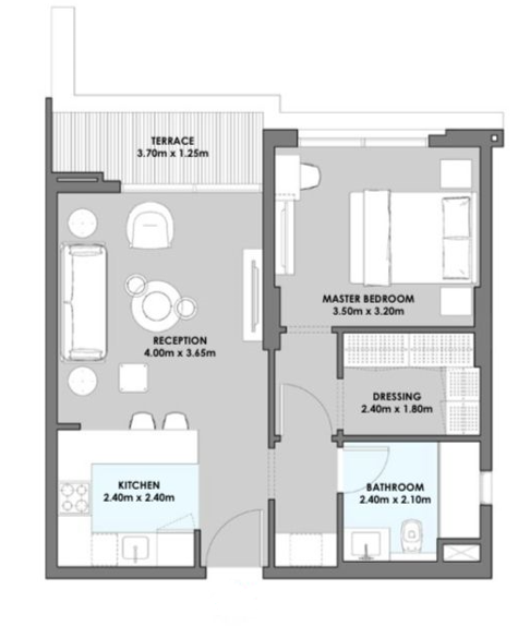 Floor plan for apartment at SQ1