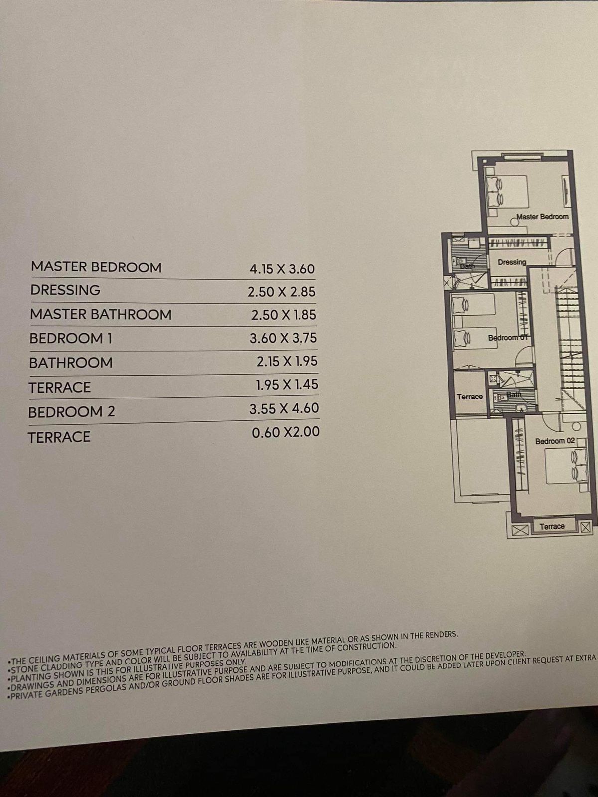 Floor plan for townhouse at Telal East