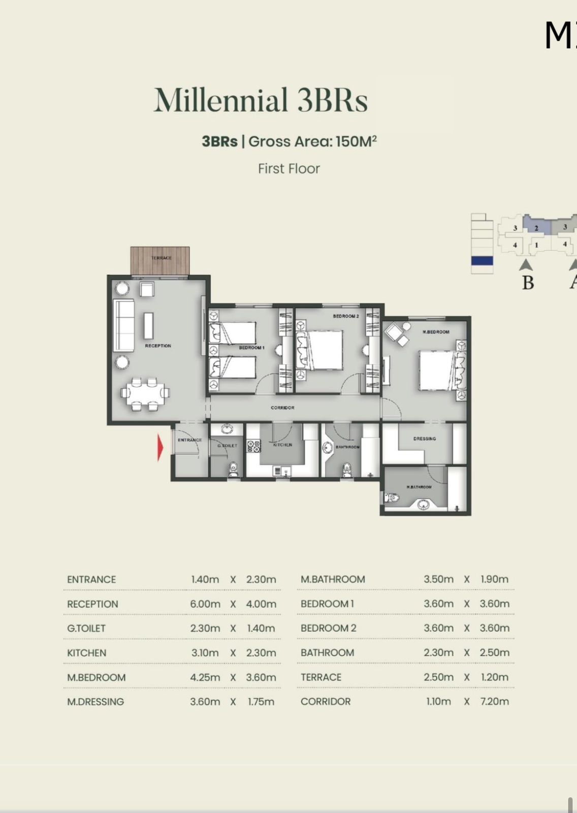Floor plan for apartment at Aliva Mountain View Mostakbal City