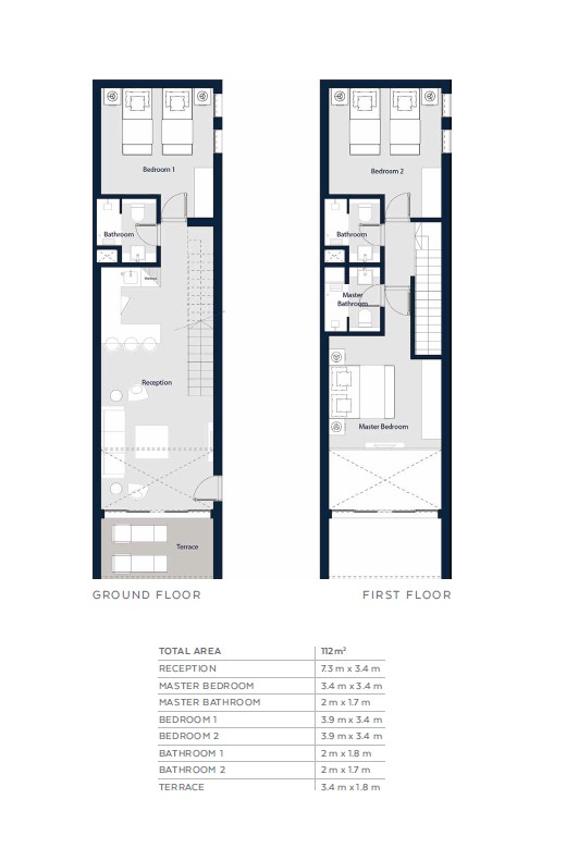 Floor plan for duplex at Il Monte Galala