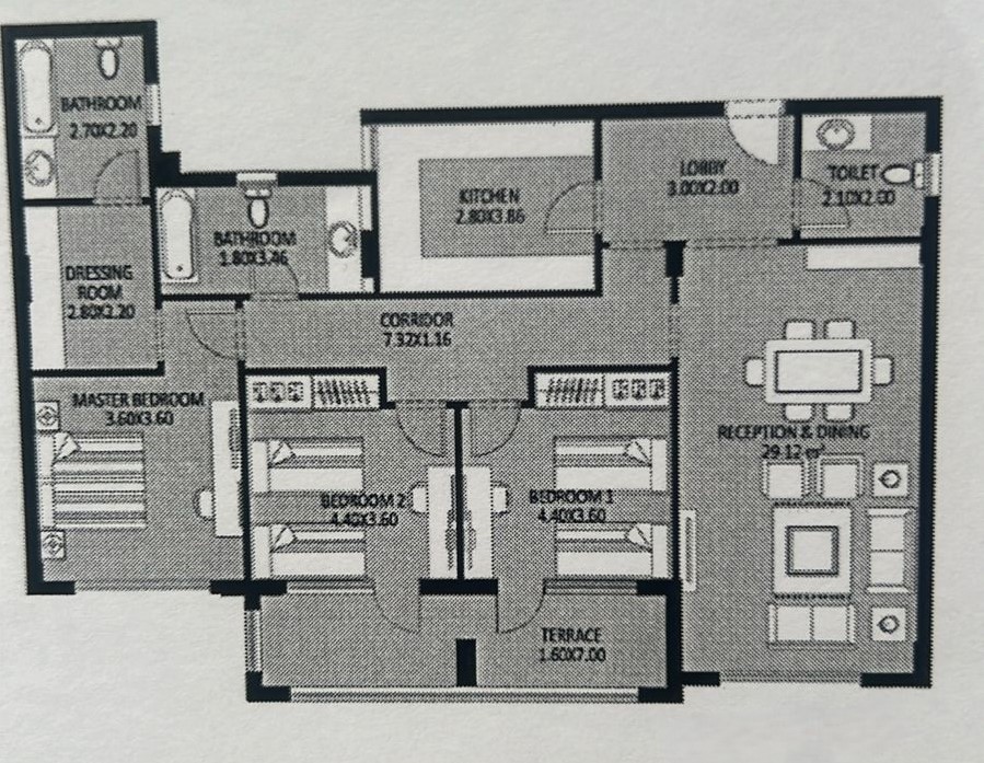 Floor plan for apartment at Bleu Vert