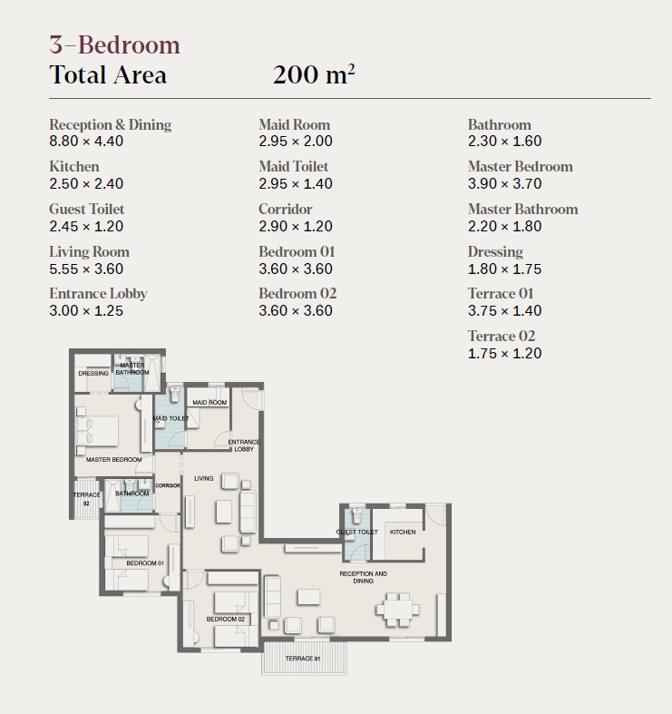 Floor plan for apartment at Selection - Telal East