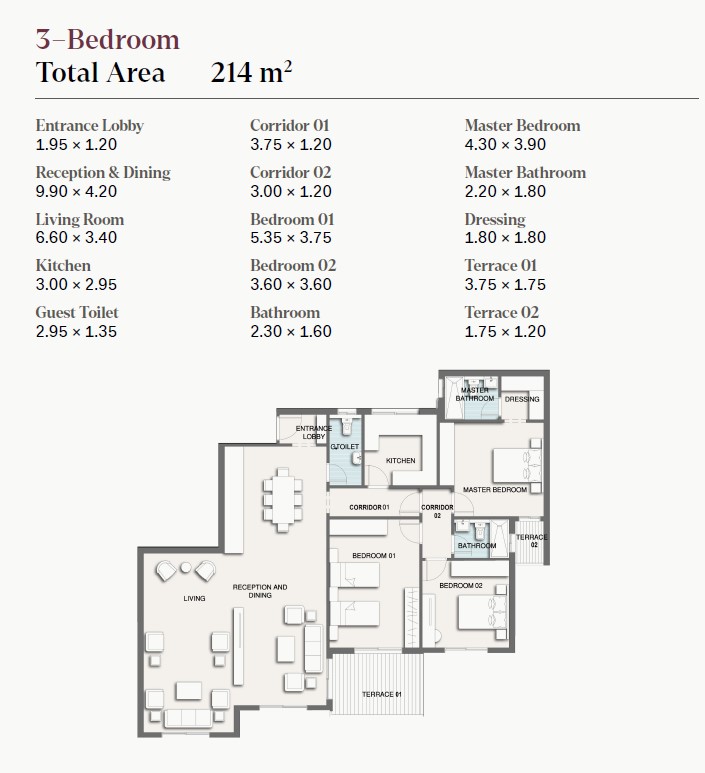 Floor plan for apartment at Selection - Telal East